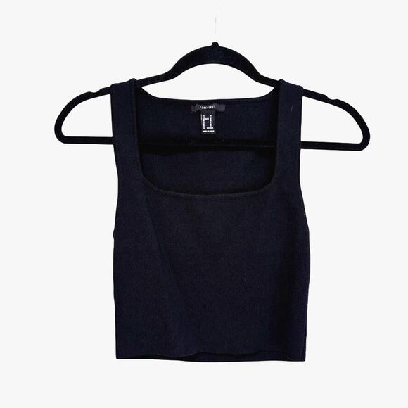 Forever 21 Tops - Forever 21 Ribbed Tank Black Square Neck Minimalist Capsule Closet M